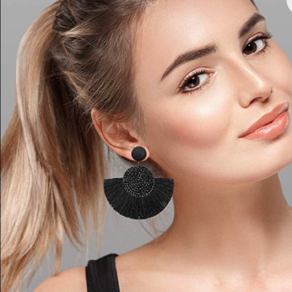 Make offer! Black tassel earrings